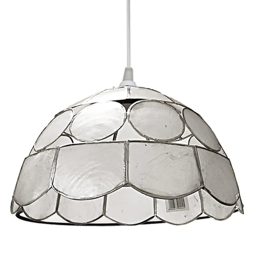 Silver Natural Opaque Capiz Shell Art Deco Vintage Easy Fit Dome Pendant Shade 25cm - Image 2