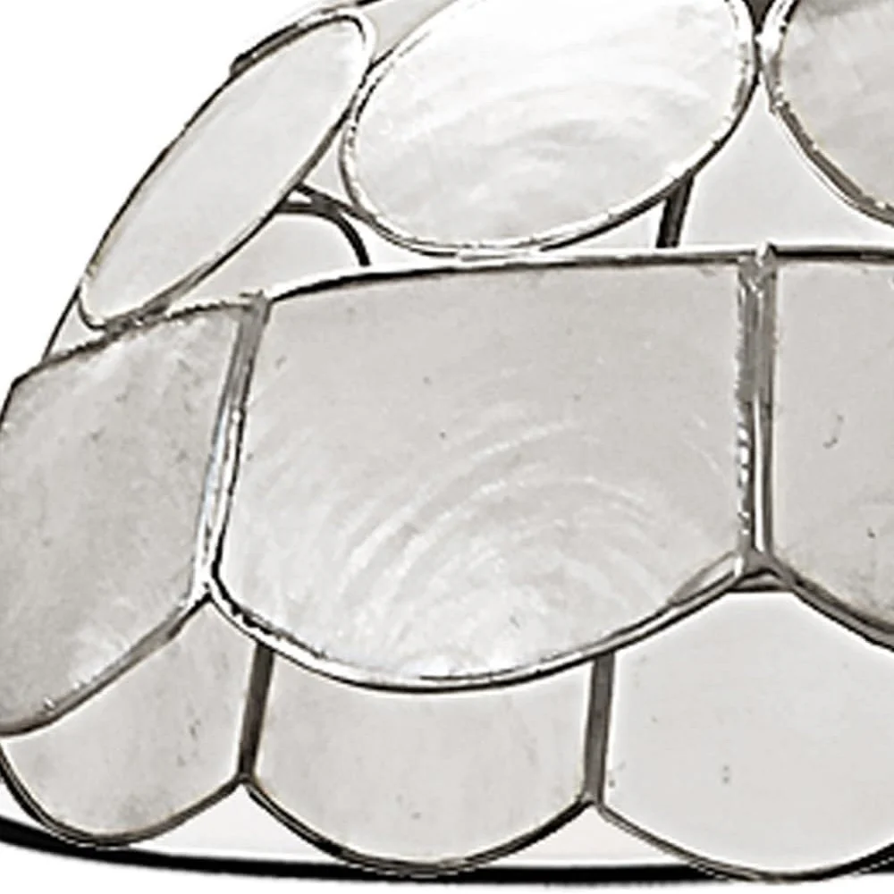 Silver Natural Opaque Capiz Shell Art Deco Vintage Easy Fit Dome Pendant Shade 25cm - Image 3