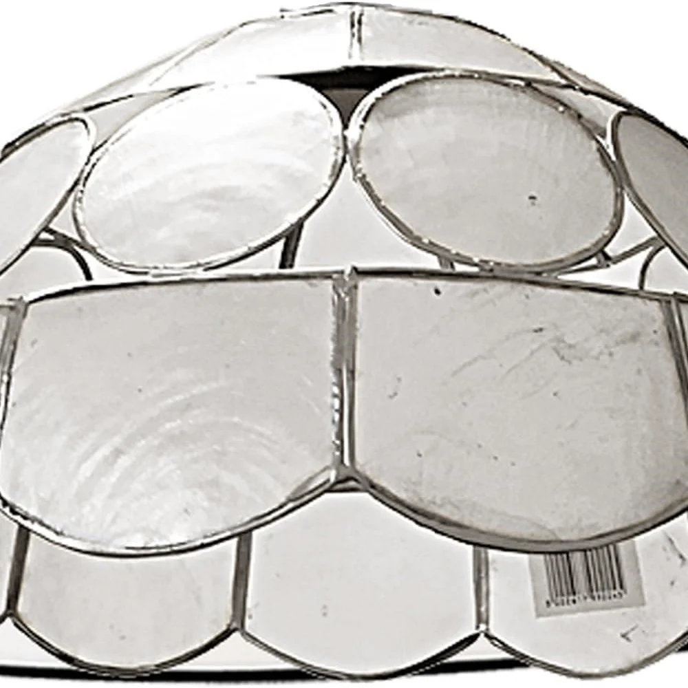 Silver Natural Opaque Capiz Shell Art Deco Vintage Easy Fit Dome Pendant Shade 25cm - Image 4