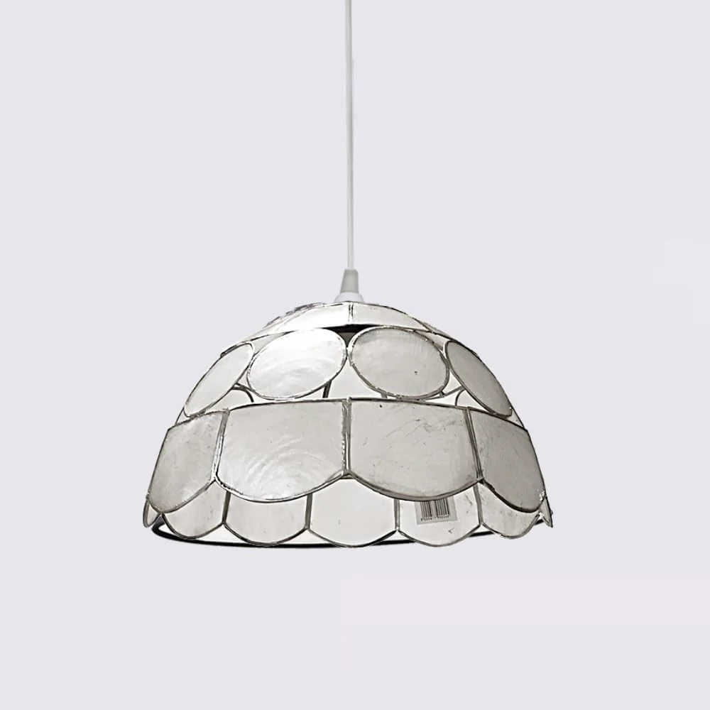 Silver Natural Opaque Capiz Shell Art Deco Vintage Easy Fit Dome Pendant Shade 25cm - Image 5