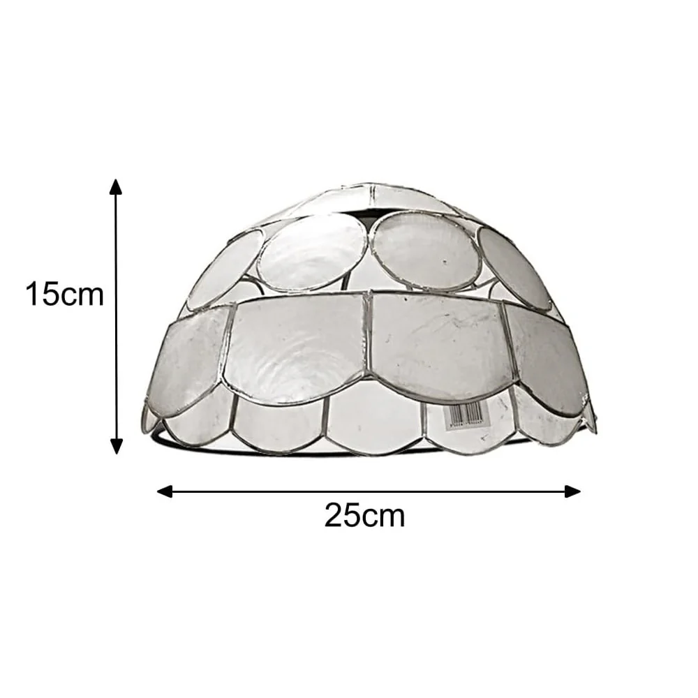 Silver Natural Opaque Capiz Shell Art Deco Vintage Easy Fit Dome Pendant Shade 25cm - Image 6