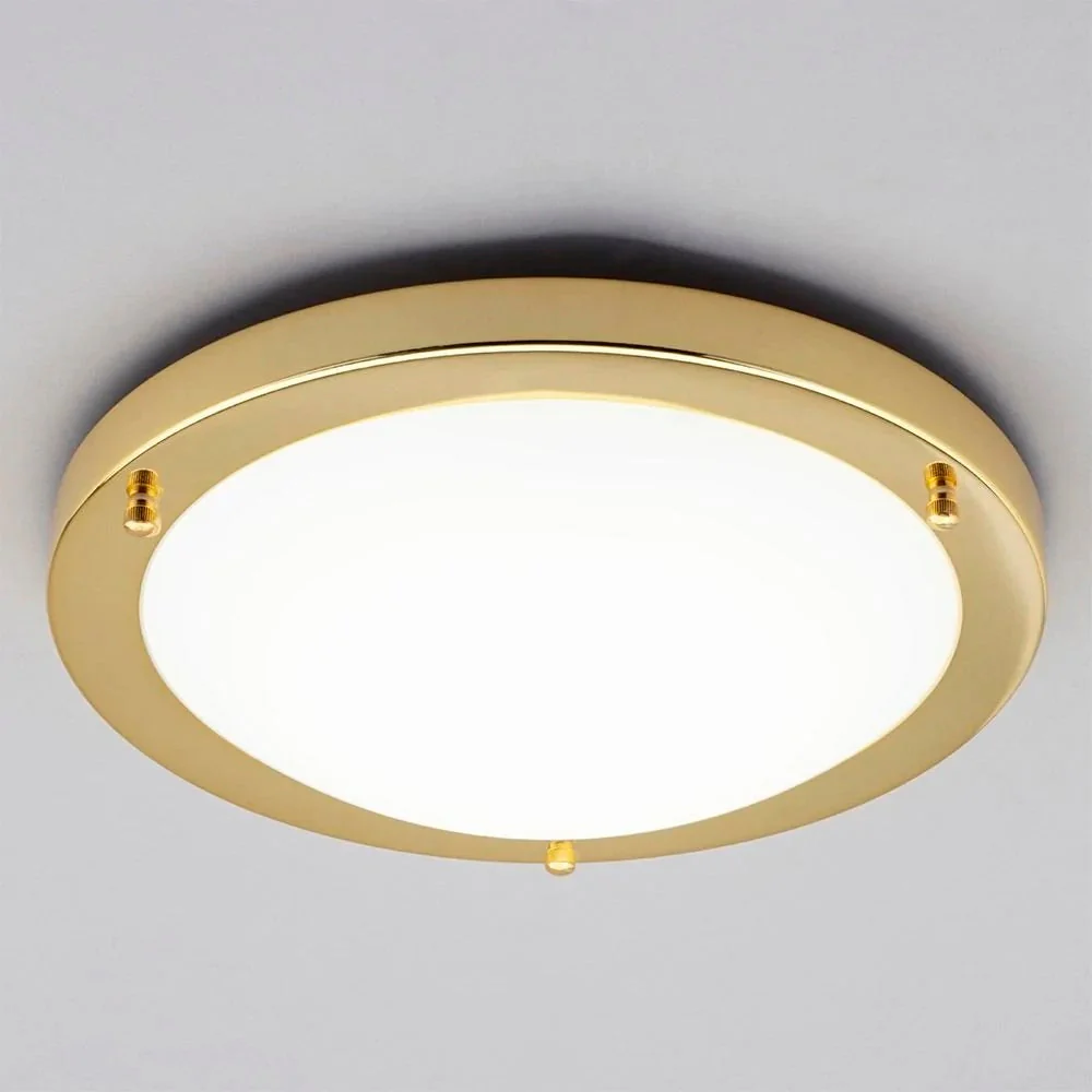 Britalia BRSPA-34050-BRS Polished Brass Bathroom Modern Round Flush Ceiling Light IP44 31cm - Image 2