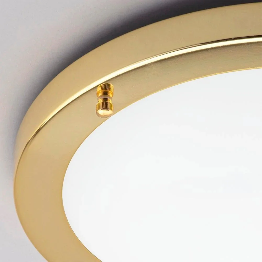 Britalia BRSPA-34050-BRS Polished Brass Bathroom Modern Round Flush Ceiling Light IP44 31cm - Image 3