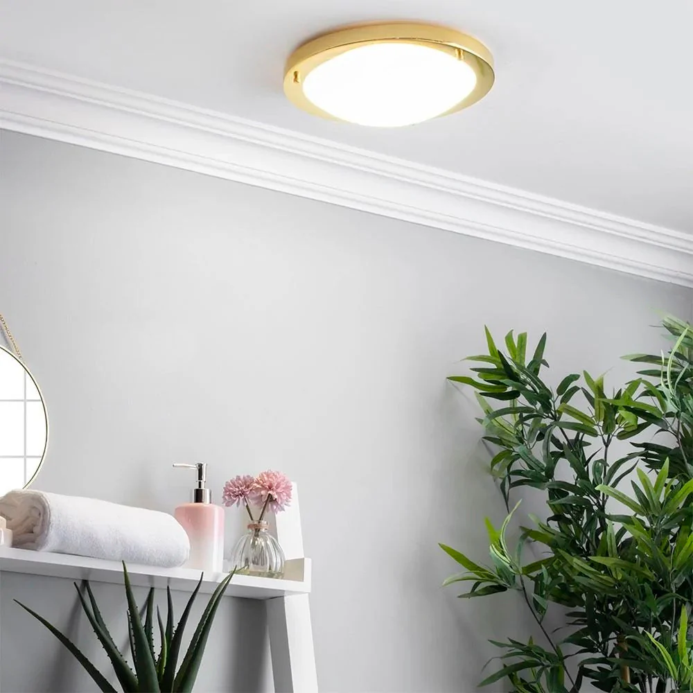 Britalia BRSPA-34050-BRS Polished Brass Bathroom Modern Round Flush Ceiling Light IP44 31cm - Image 4
