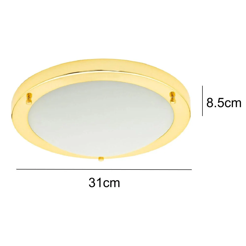 Britalia BRSPA-34050-BRS Polished Brass Bathroom Modern Round Flush Ceiling Light IP44 31cm - Image 5