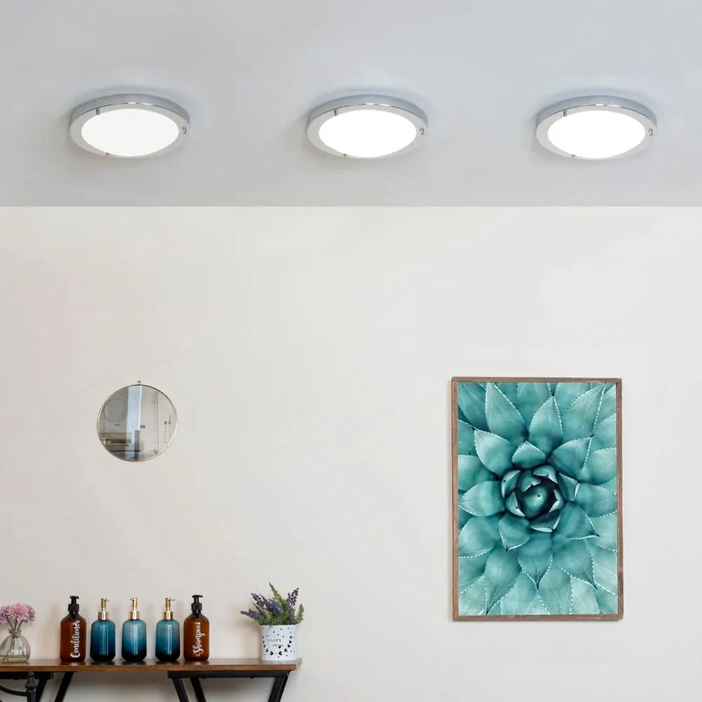 Britalia BRSPA-34050-CHR Polished Chrome Bathroom Modern Round Flush Ceiling Light IP44 31cm - Image 4
