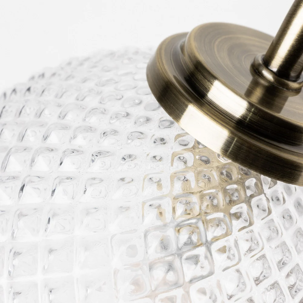 Antique Brass Bathroom Vintage Wall Light with Ribbed Globe Glass IP44 - Image 3