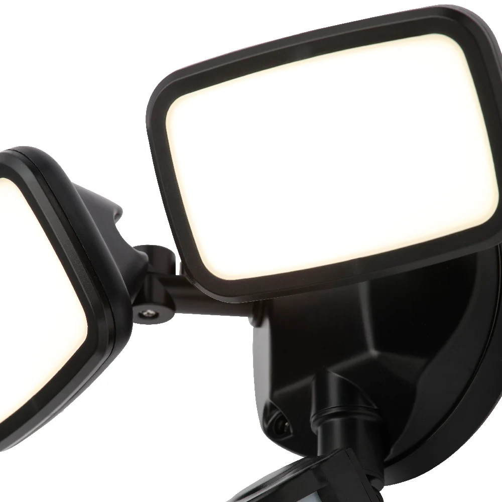 Britalia BRZN-35688-BLK LED Black Outdoor Modern Security Twin Head Flood Light with PIR - Image 3