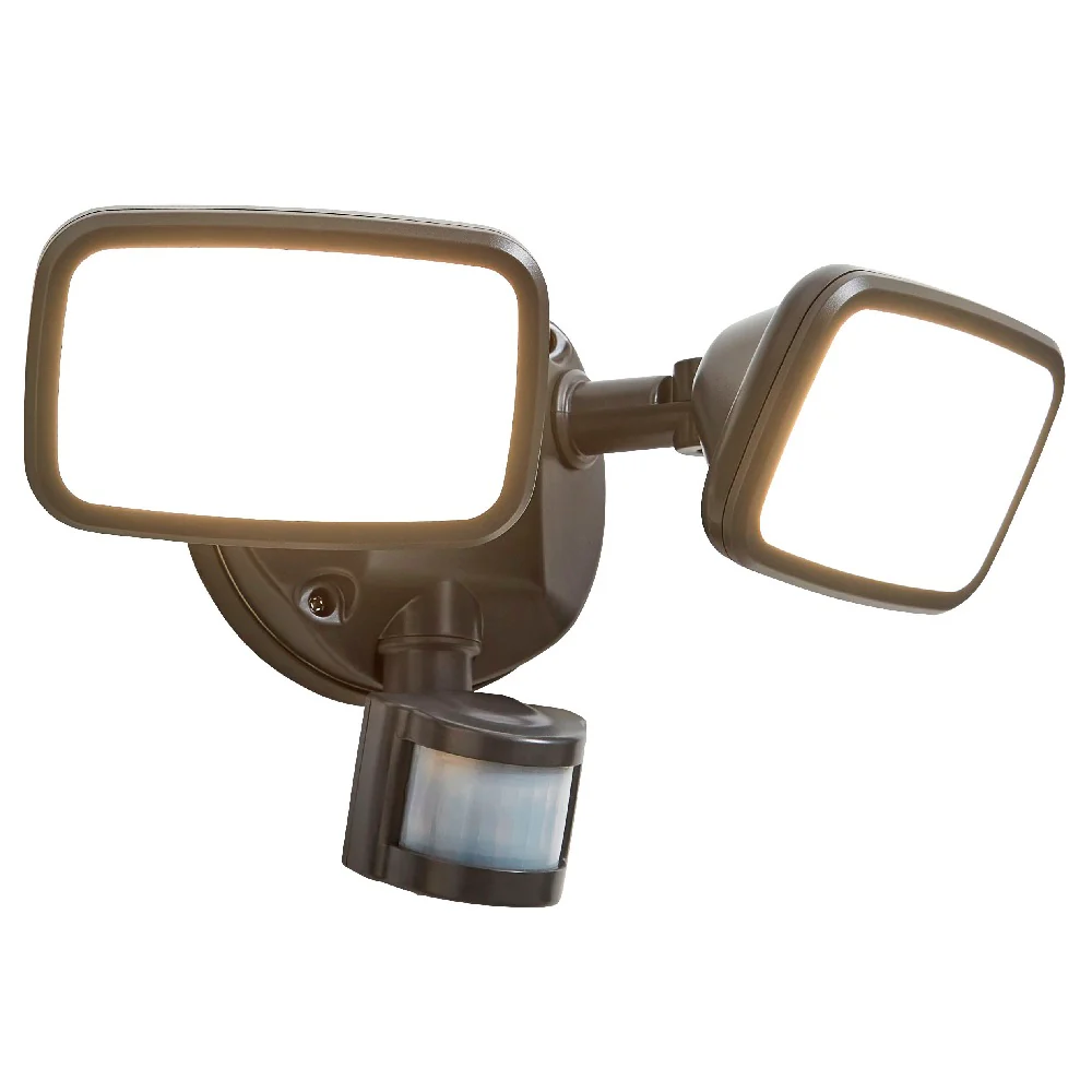 Britalia BRZN-35688-DGRY LED Anthracite Outdoor Modern Security Twin Head Flood Light with PIR