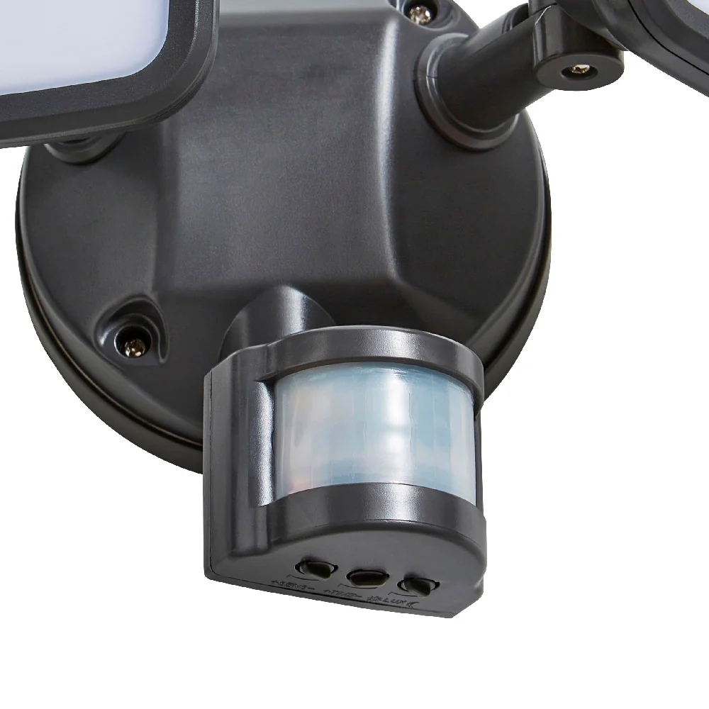 Britalia BRZN-35688-DGRY LED Anthracite Outdoor Modern Security Twin Head Flood Light with PIR - Image 3