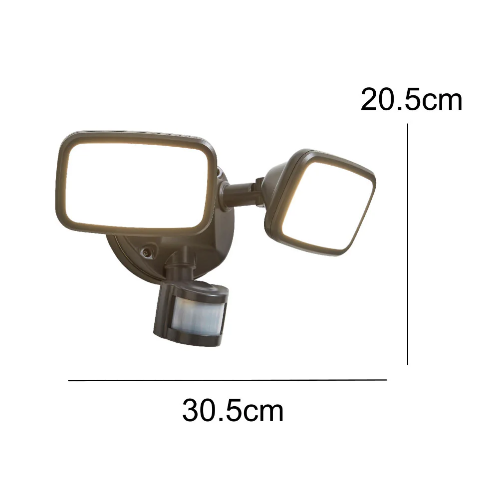Britalia BRZN-35688-DGRY LED Anthracite Outdoor Modern Security Twin Head Flood Light with PIR - Image 4