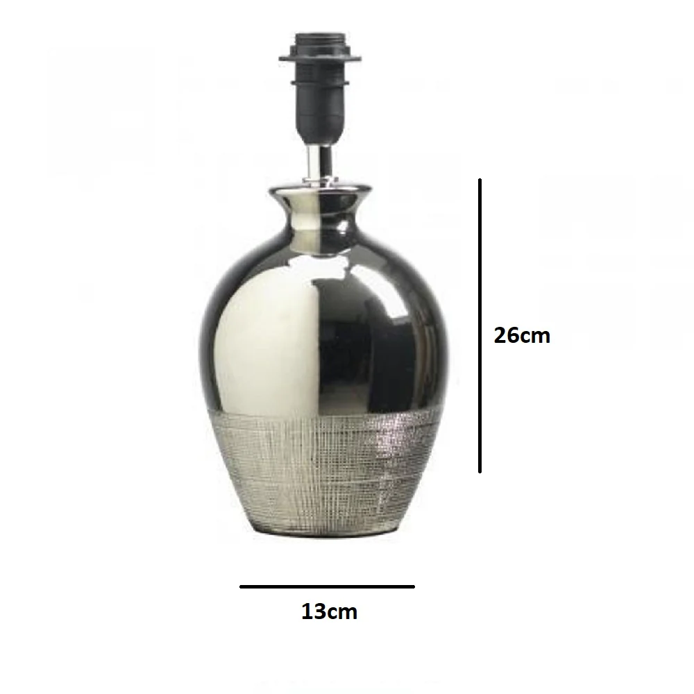 Chrome Metallic Ceramic Modern Table Lamp Base Only 26cm - Image 3