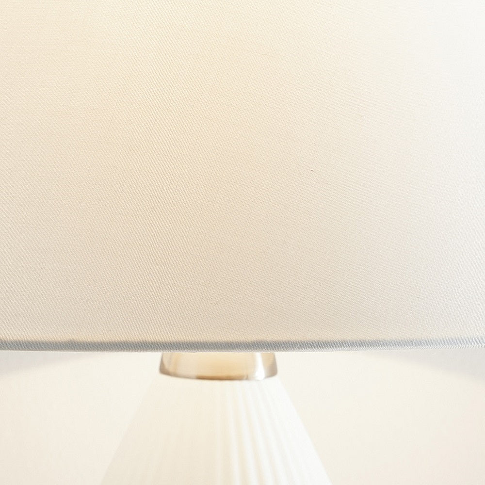 Cream Linen with White Inner Vintage Coolie Lamp Shade 10" - Image 2