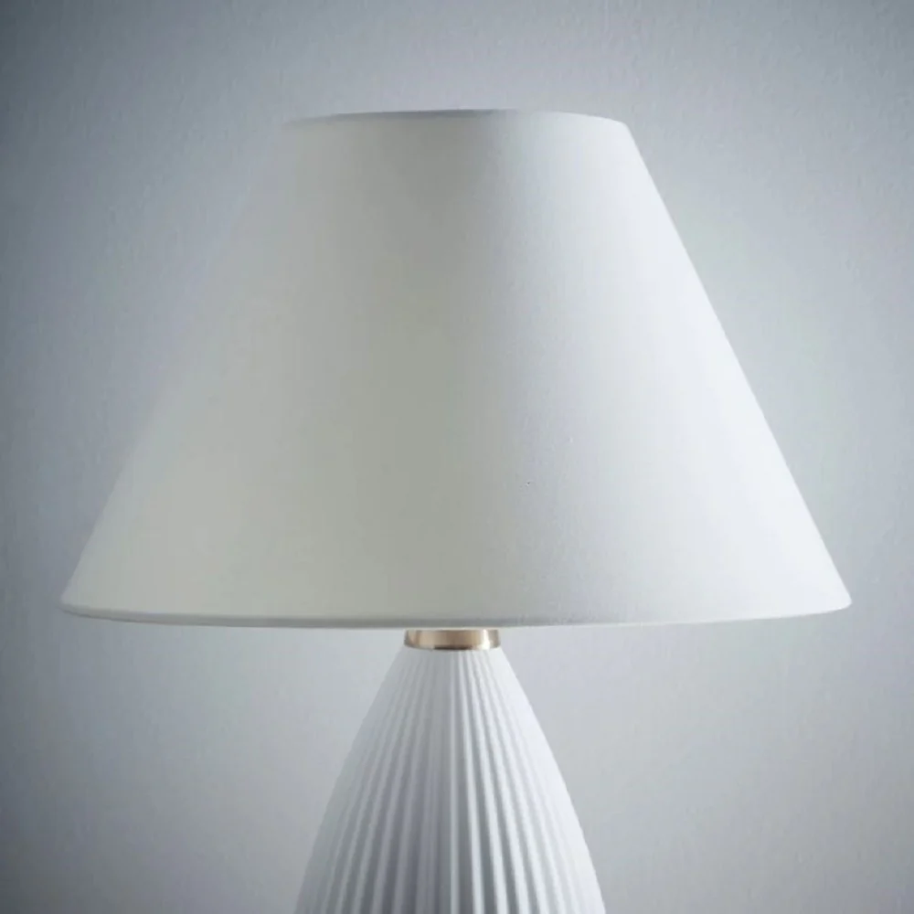 Cream Linen with White Inner Vintage Coolie Lamp Shade 12" - Image 3