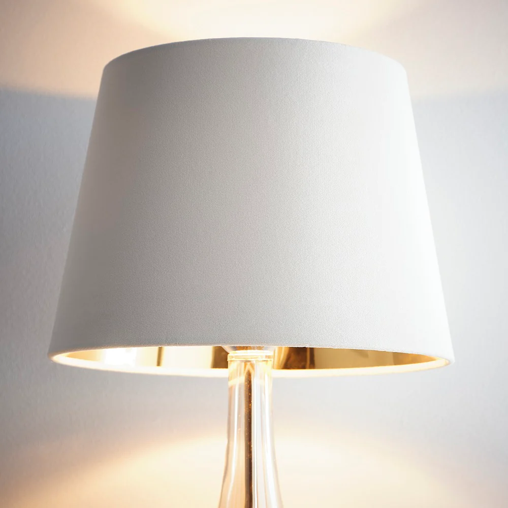 Cream Velvet and Gold Inner Modern Easy Fit Tapered Drum Lampshade 300mm - Image 2
