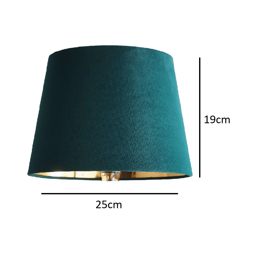 Green Velvet and Gold Inner Modern Easy Fit Tapered Drum Lampshade 25cm - Image 3