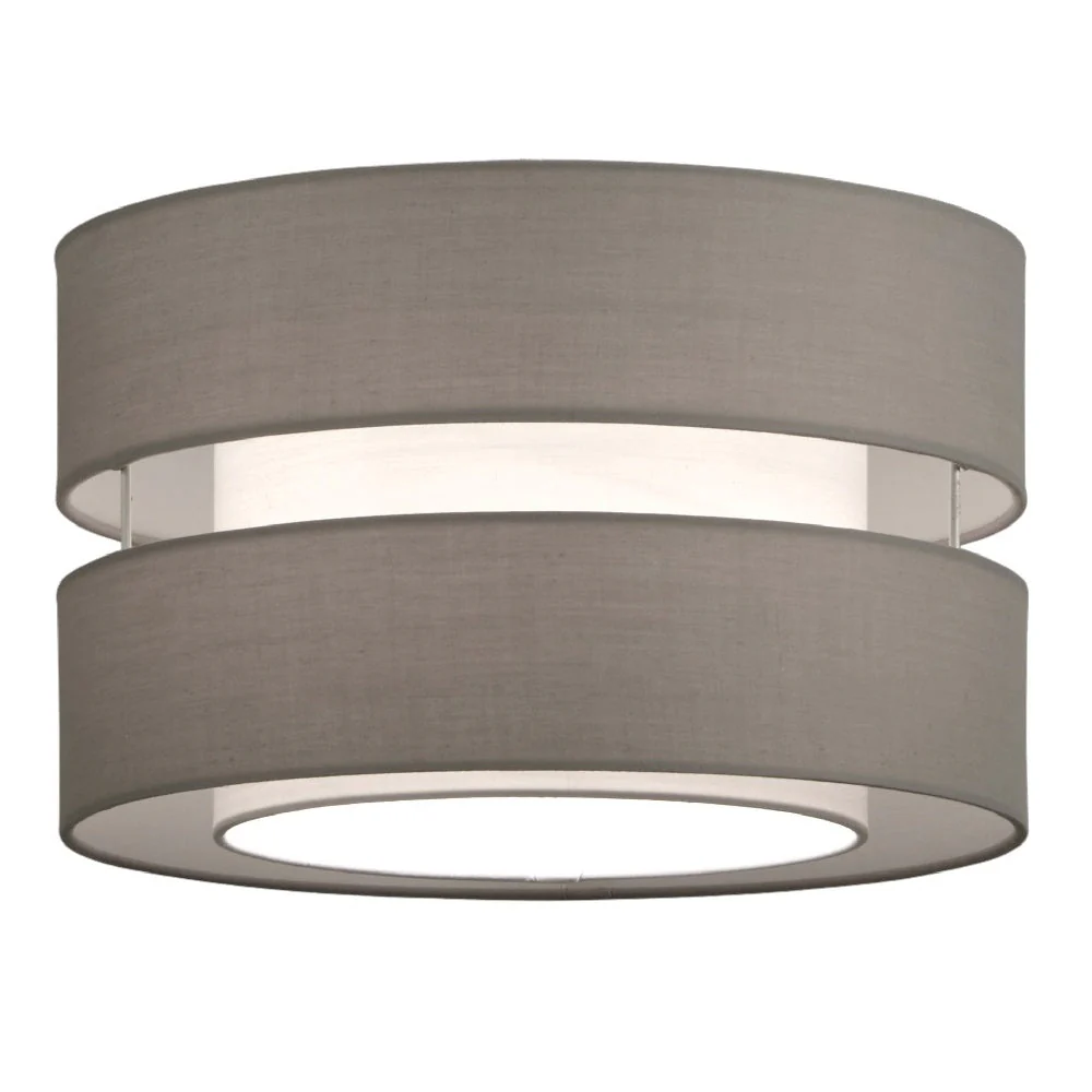 Britalia Grey Fabric Double Layer Retro Easy Fit Drum Pendant Shade 30cm - Image 2