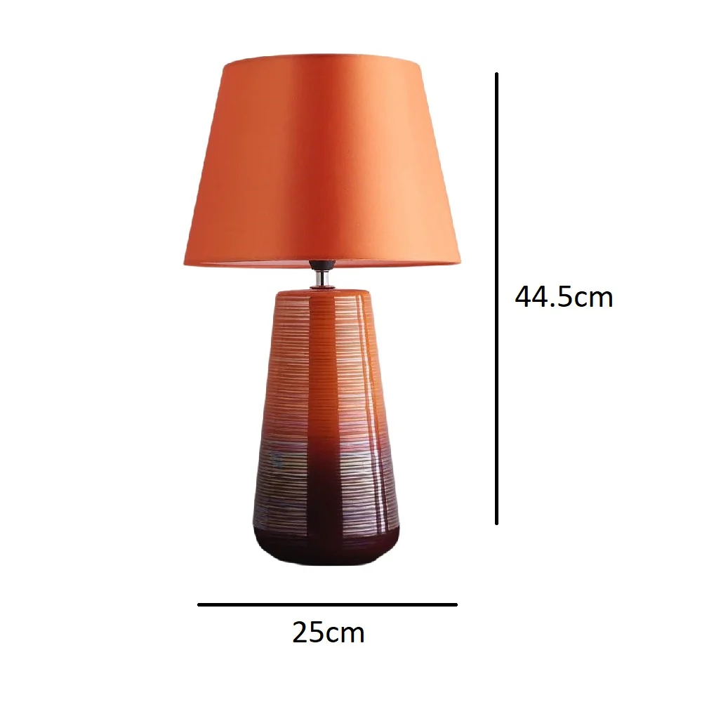 Orange Ceramic Modern Table Lamp With Satsuma Orange Silk Shade 45cm - Image 4