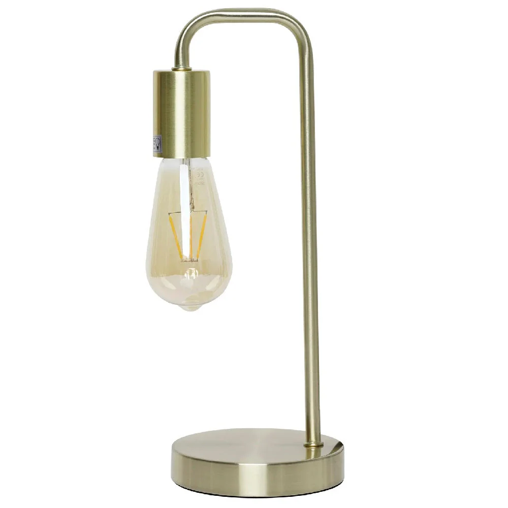 Britalia Polished Brass Metal Industrial Swan Neck Table Desk Lamp 35cm