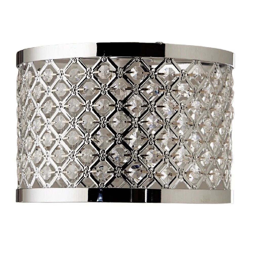 Britalia Polished Chrome & Acrylic Jewels Modern Easy Fit Drum Pendant Shade 26cm - Image 2