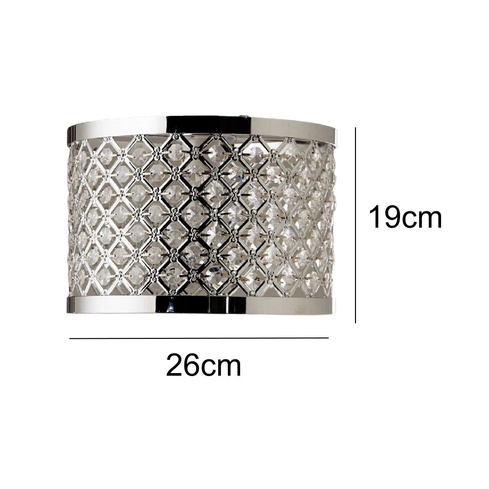 Britalia Polished Chrome & Acrylic Jewels Modern Easy Fit Drum Pendant Shade 26cm - Image 4