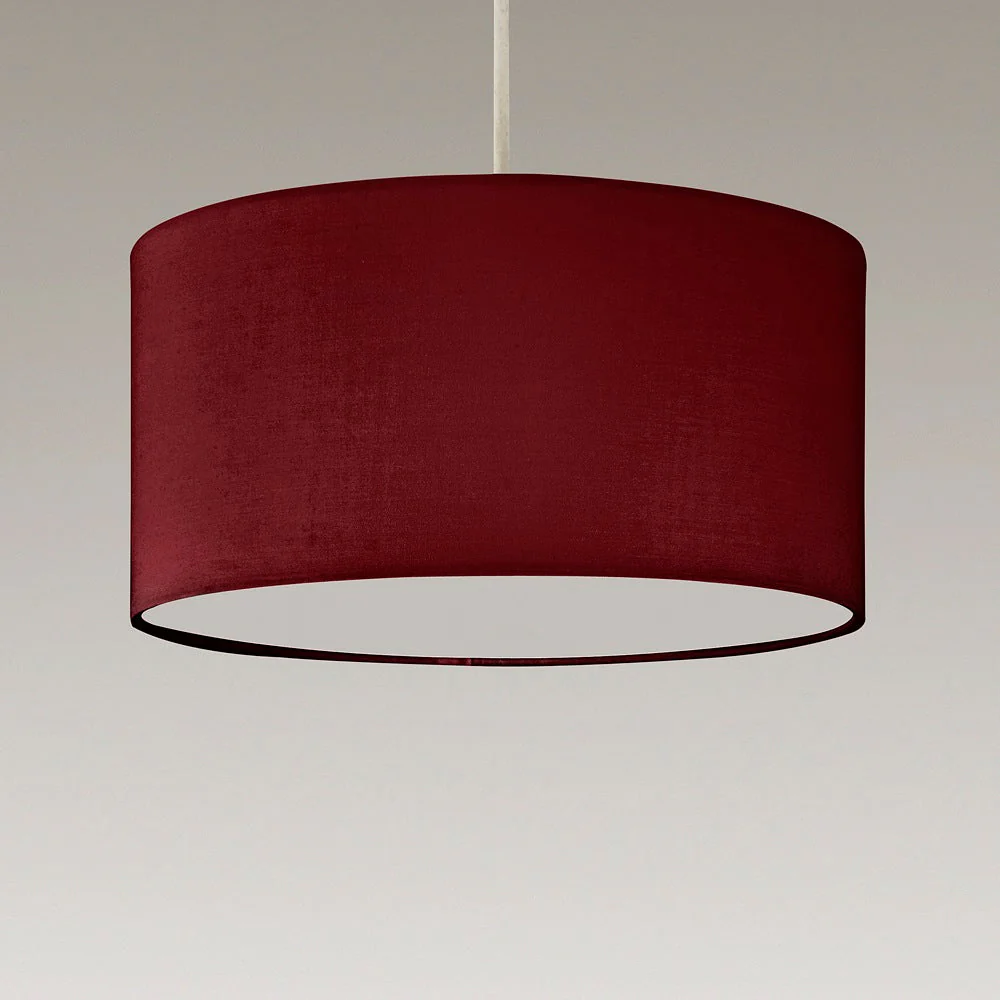 Britalia Red Cotton Modern Easy Fit Round Drum Pendant Shade with Diffuser 30cm - Image 3
