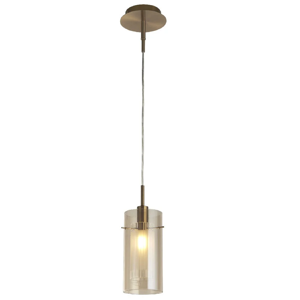 Bronze & Champagne Cylinder Glass Modern Pendant Ceiling Light 13cm - Image 2
