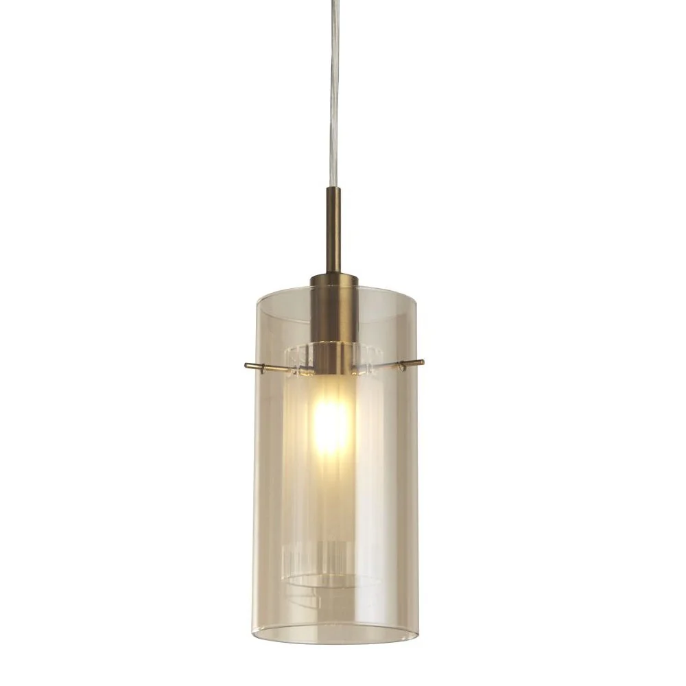 Bronze & Champagne Cylinder Glass Modern Pendant Ceiling Light 13cm - Image 3