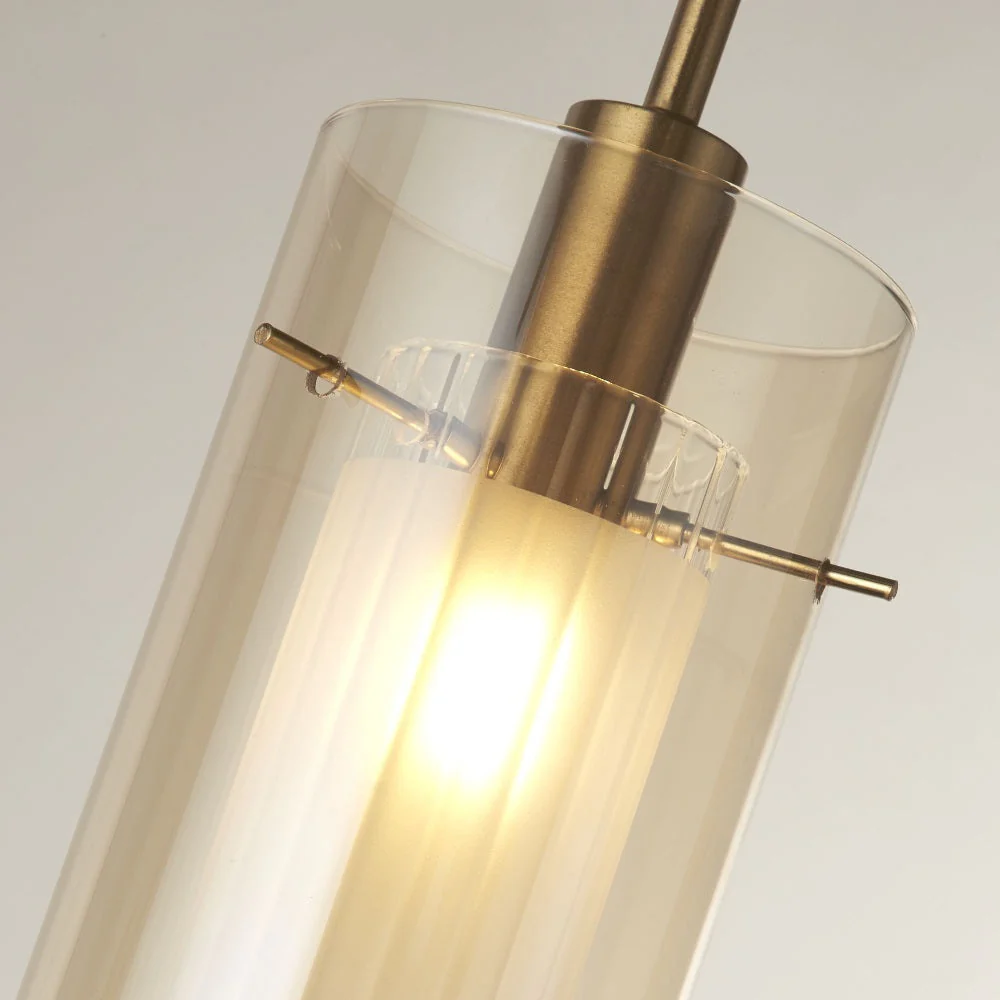 Bronze & Champagne Cylinder Glass Modern Pendant Ceiling Light 13cm - Image 5