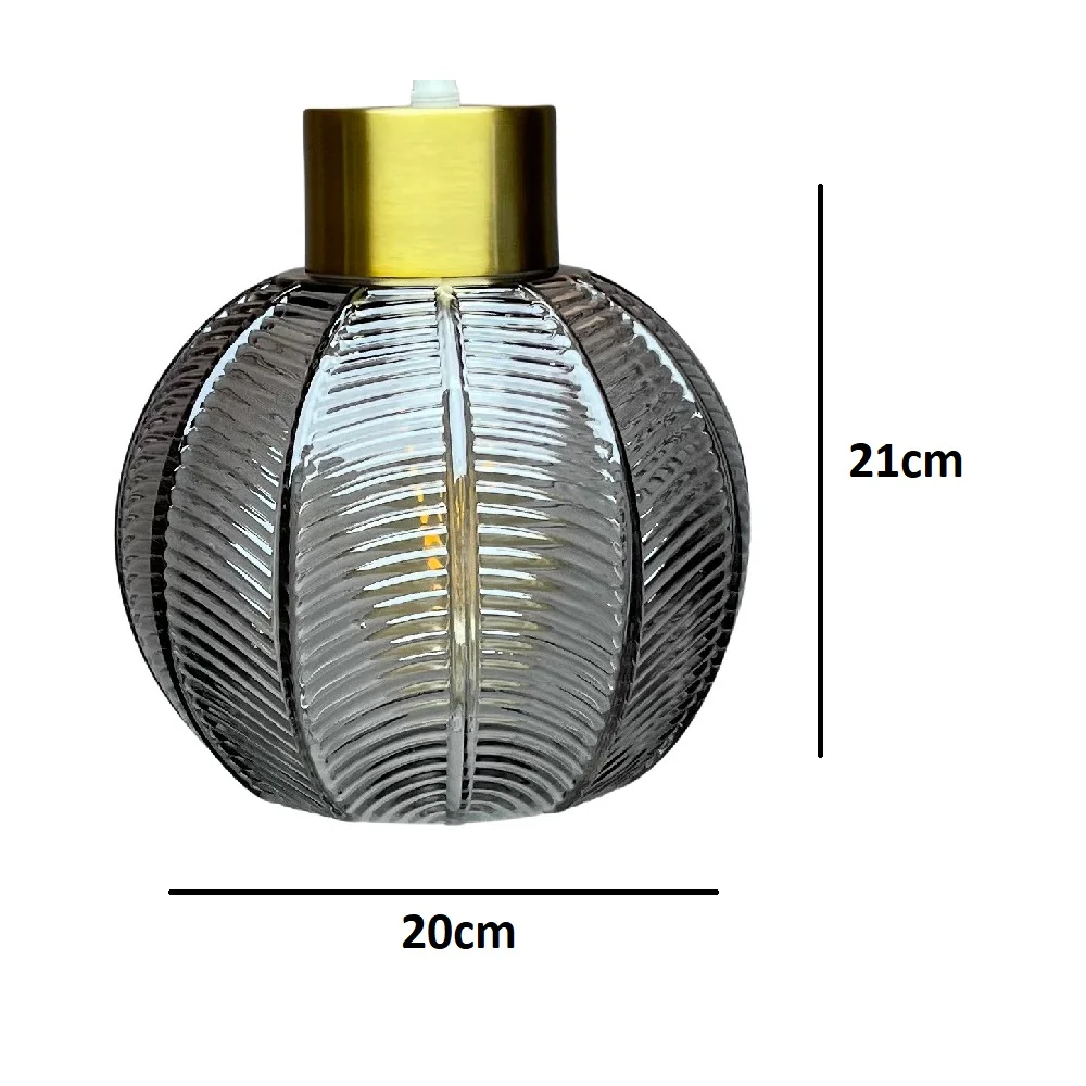 Antique Gold & Smoked Ribbed Glass Vintage Globe Easy Fit Pendant Shade 20cm - Image 4