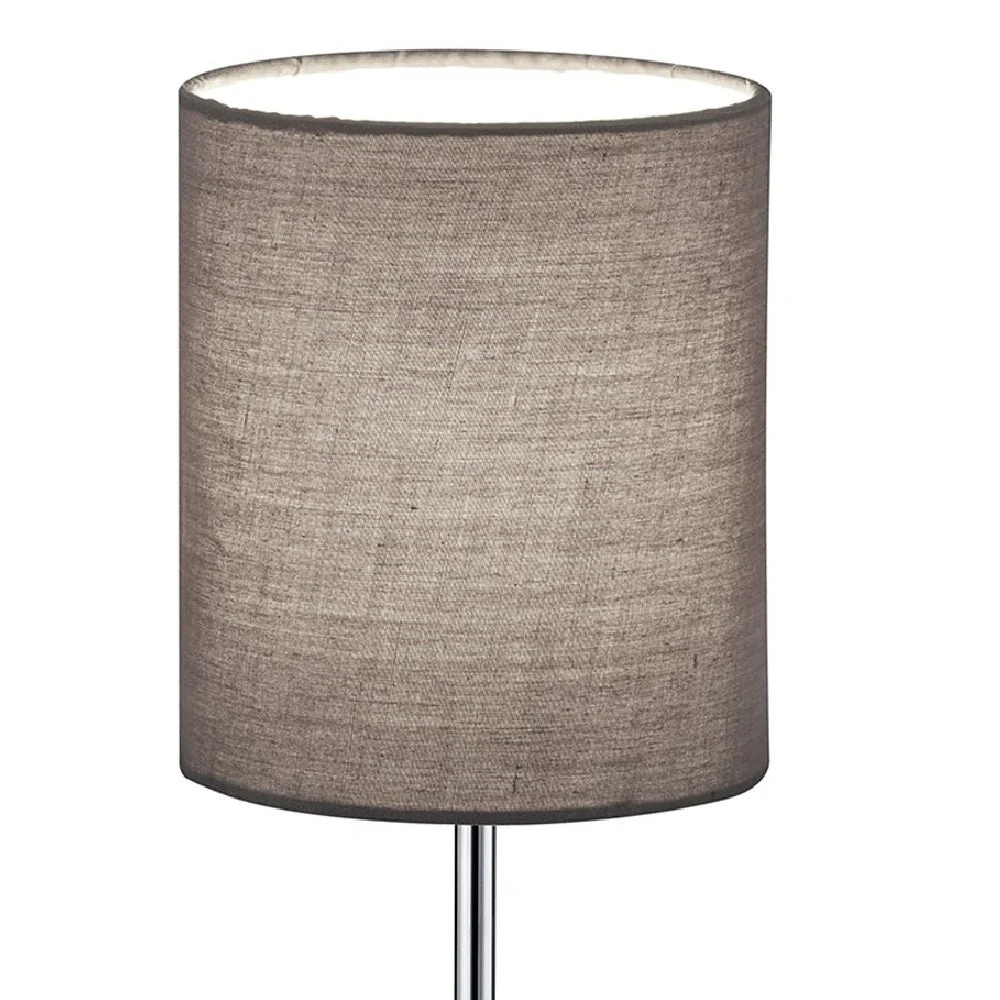 Chrome Modern Stem Slimline Table Lamp with Grey Drum Shade 28cm - Image 3