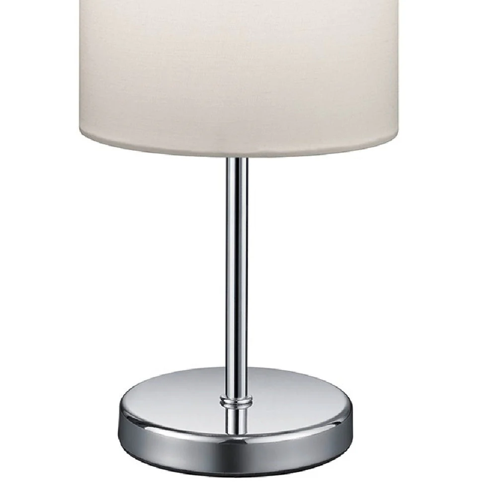 Chrome Modern Stem Slimline Table Lamp with White Drum Shade 28cm - Image 2