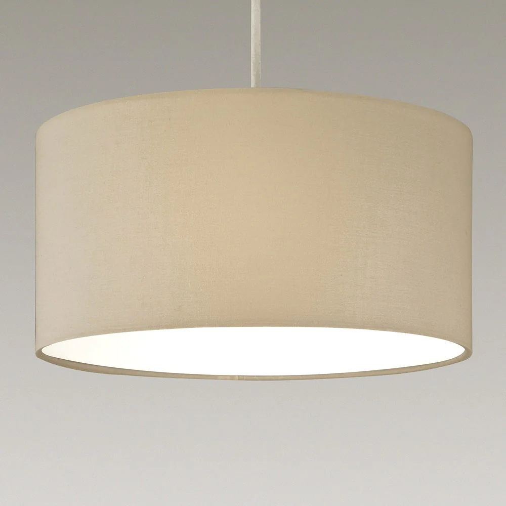 Cream Cotton Modern Easy Fit Round Drum Lampshade with White Diffuser 30cm - Image 4