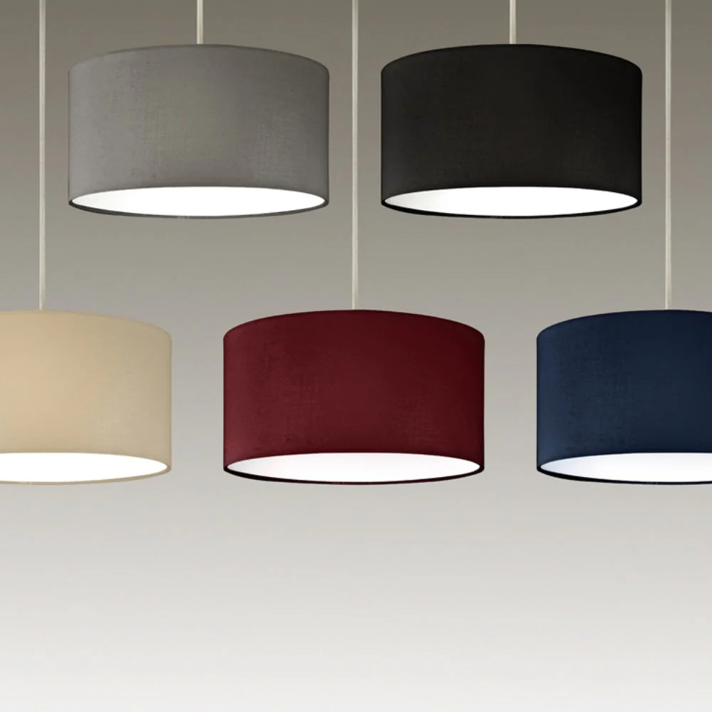 Cream Cotton Modern Easy Fit Round Drum Lampshade with White Diffuser 30cm - Image 5