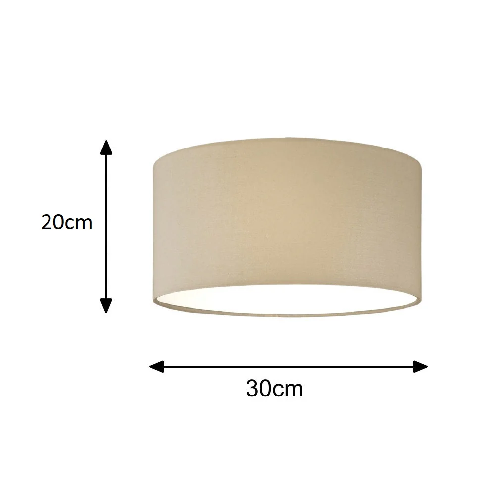 Cream Cotton Modern Easy Fit Round Drum Lampshade with White Diffuser 30cm - Image 6