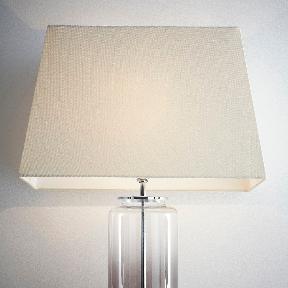 Cream Linen and White Inner Vintage Rectangular Tapered Shade 13" - Image 2