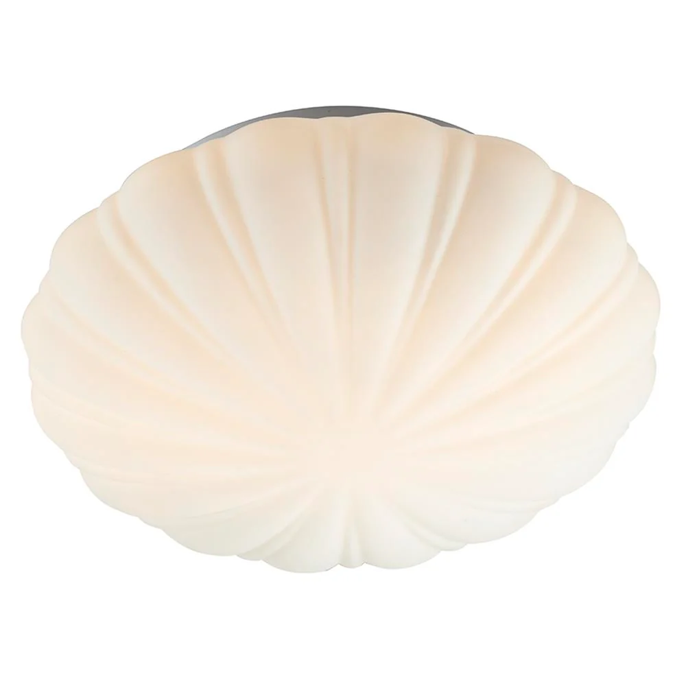 DAR CAF502 Caf Opal White Bathroom 1 Lamp Round Flush Light