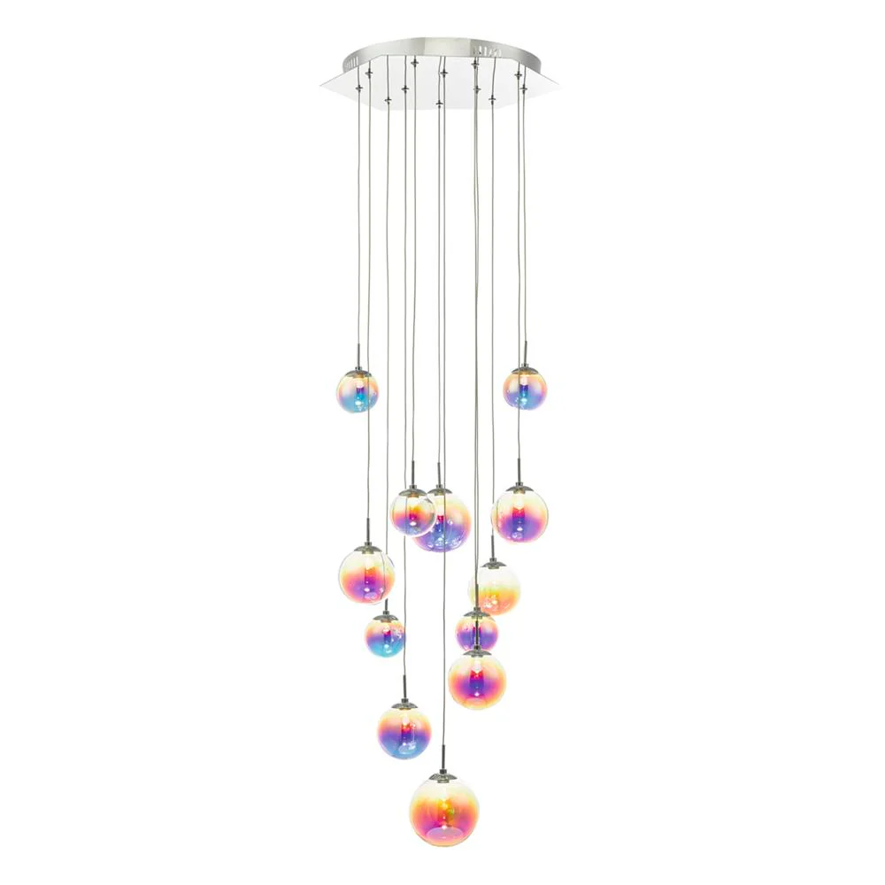 DAR CES1250 Cesario LED Chrome & Multicolour 12 Lamp Cluster Pendant