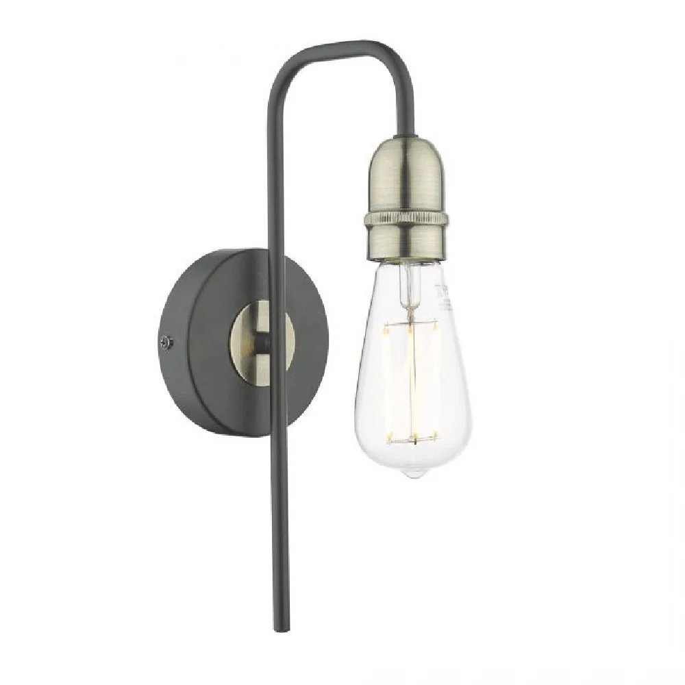 DAR KIE0722 Kiefer Black & Antique Brass Vintage Wall Light