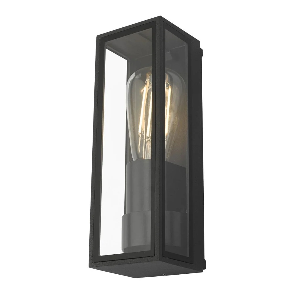 DAR TAR1639 Taryn Anthracite & Clear Glass Outdoor Vintage Rectangular Flush Wall Light