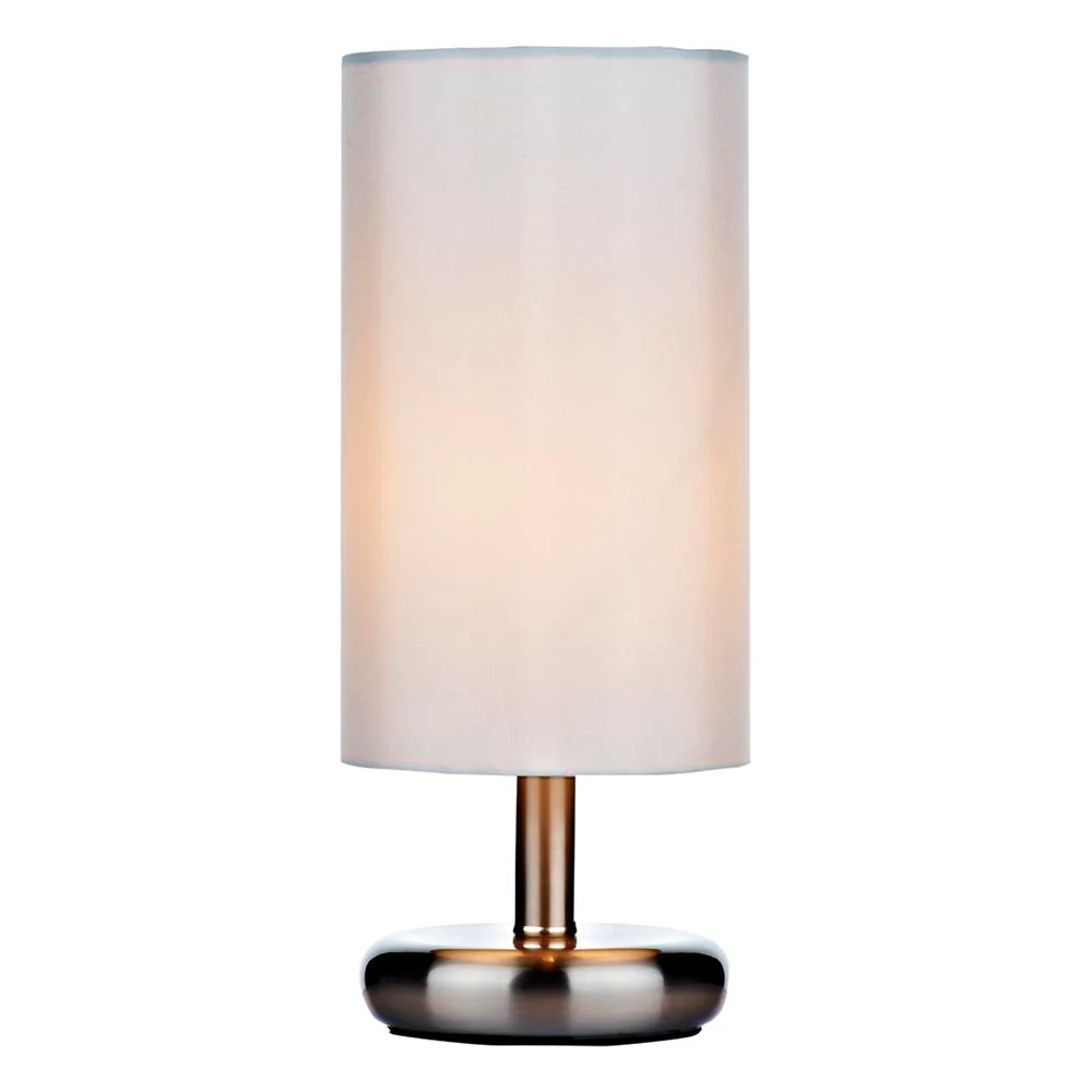 DAR TIC4133 Tico Satin Chrome Modern Touch Table Lamp with Ivory Shade