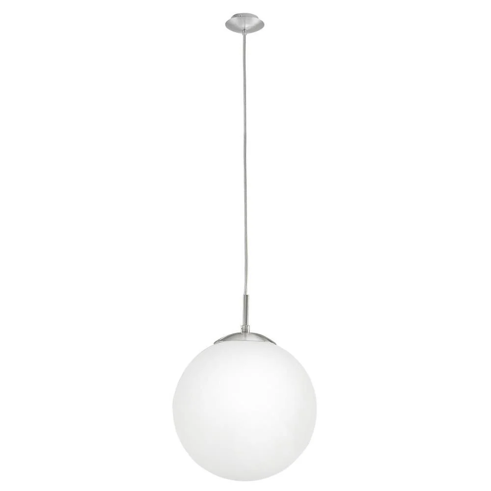 Eglo 85262 Rondo Modern Matt Nickel & Opal Glass 1 Lamp Pendant 250mm