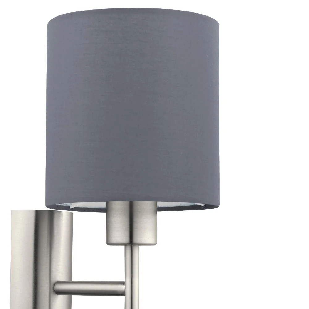 Eglo 94926 Pasteri Satin Nickel Vintage Wall Light with Grey Shade - Image 3