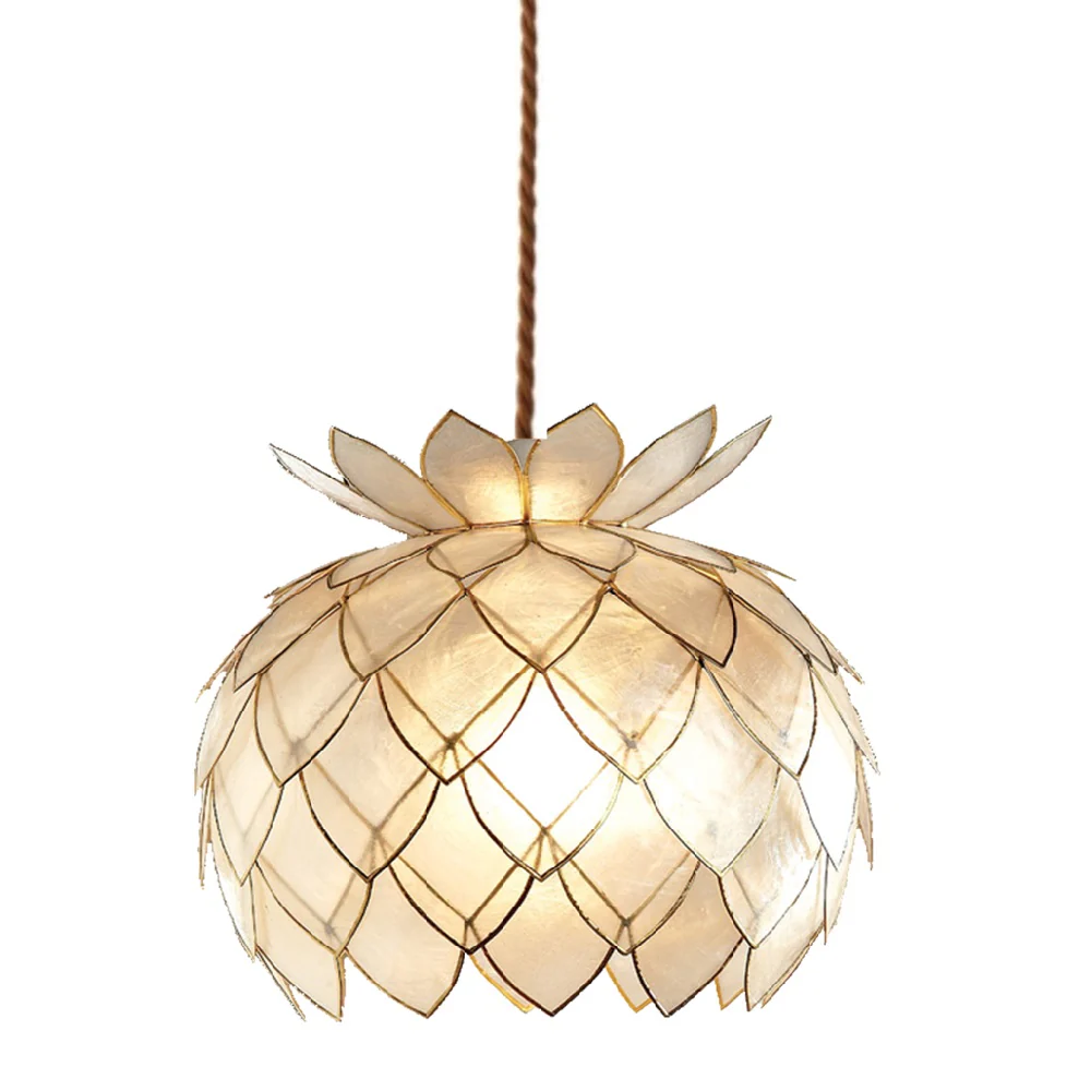 Gold & Champagne Capiz Shell Vintage Easy Fit Artichoke Pendant Shade 25cm - Image 3