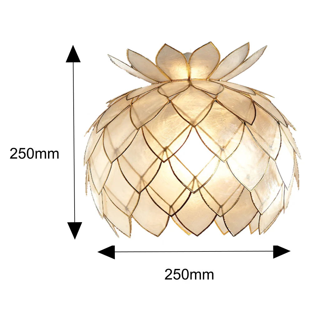 Gold & Champagne Capiz Shell Vintage Easy Fit Artichoke Pendant Shade 25cm - Image 4