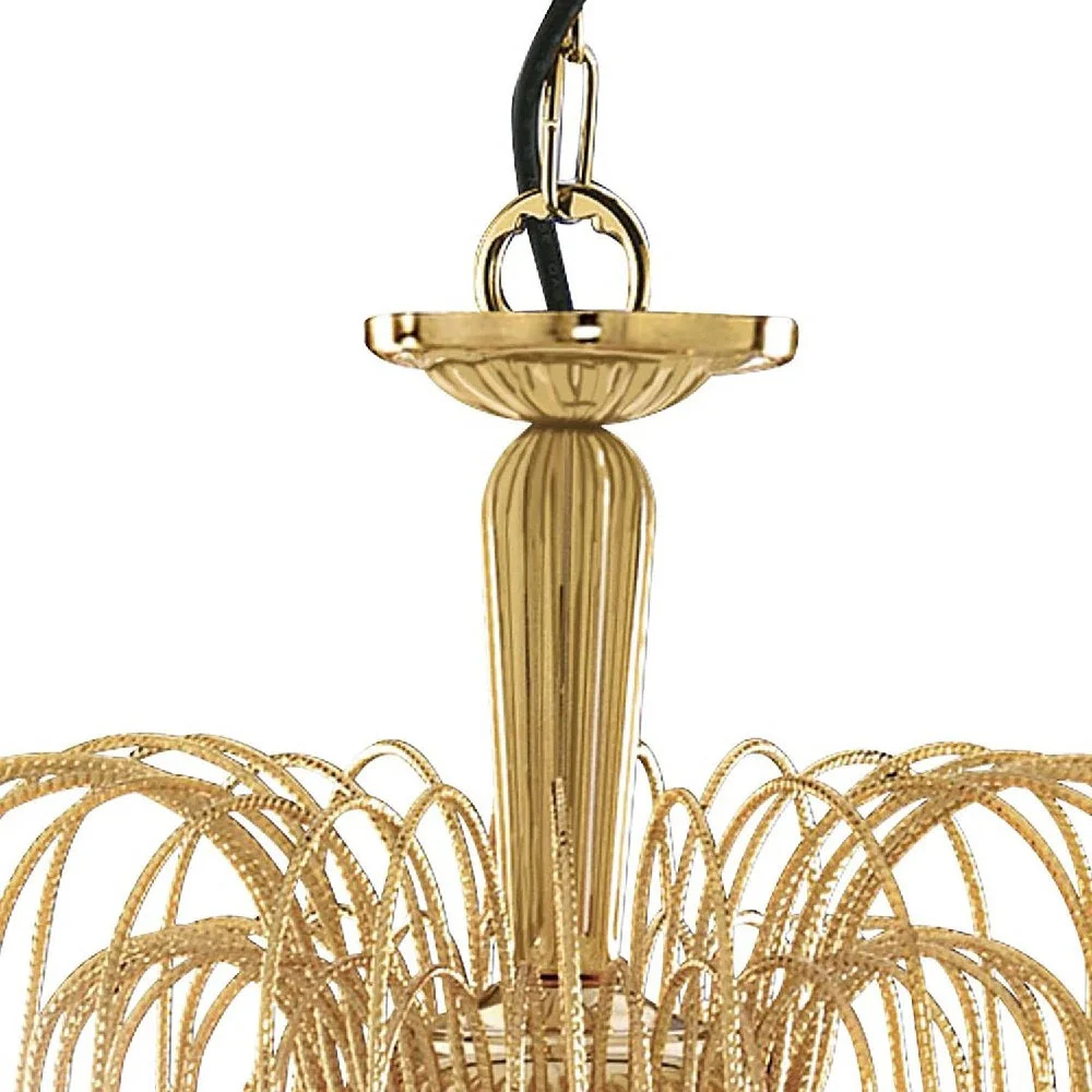 Gold & Crystal String Vintage 3 Lamp Pendant Light 42cm - Image 2