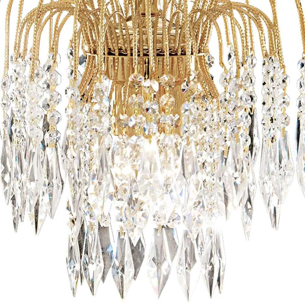 Gold & Crystal String Vintage 3 Lamp Pendant Light 42cm - Image 3