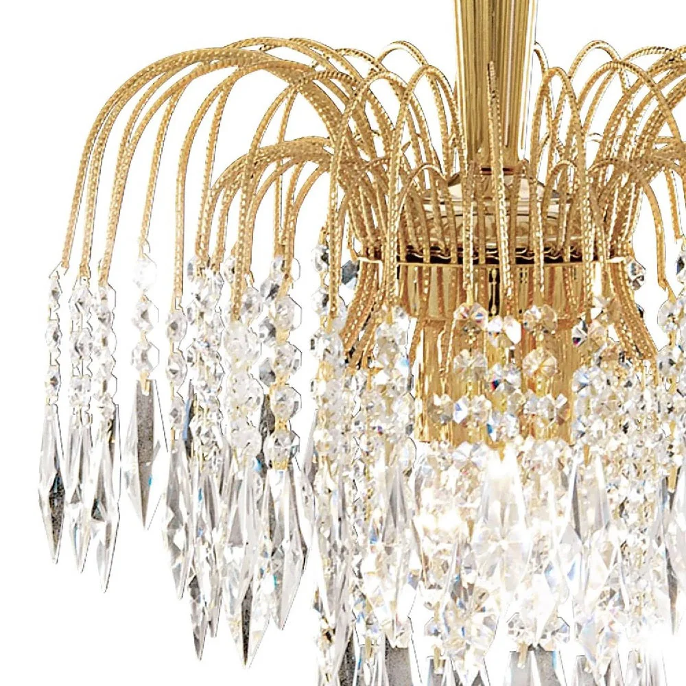 Gold & Crystal String Vintage 3 Lamp Pendant Light 42cm - Image 4