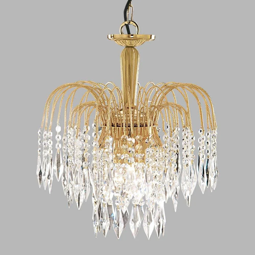 Gold & Crystal String Vintage 3 Lamp Pendant Light 42cm - Image 5