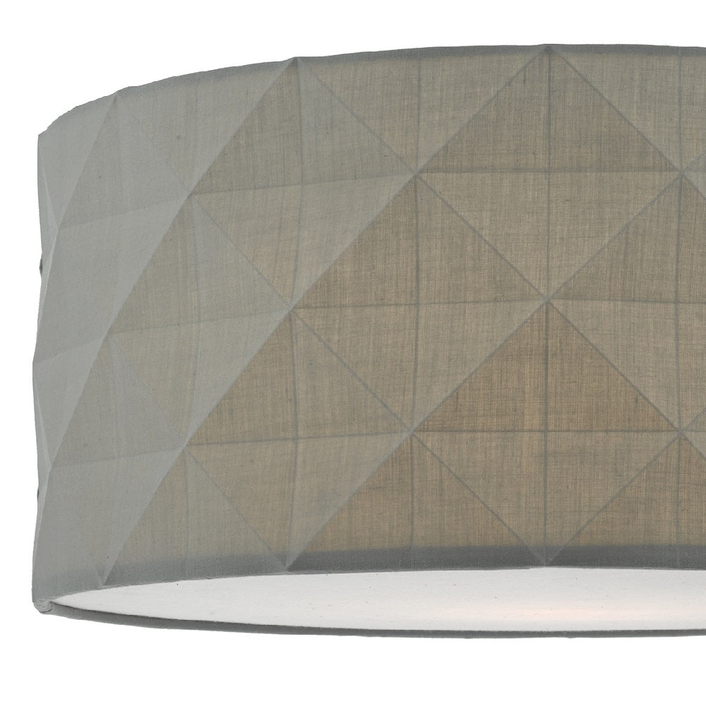 Grey Cotton Faceted Geometric Retro Easy Fit Drum Pendant Shade with Diffuser 40cm - Image 3